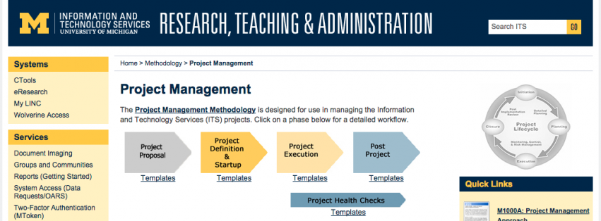 University of Michigan ITS Free Project Management Template Samples